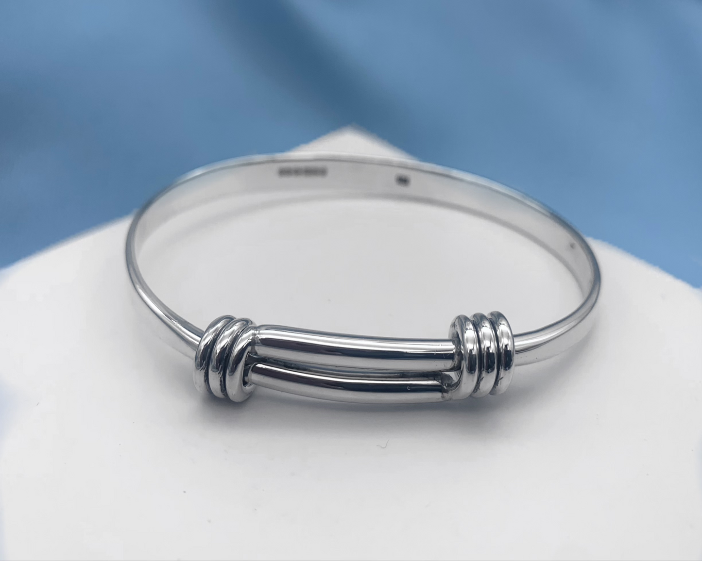 Spring Back Unisex Solid Silver Bangle- XL Wrist