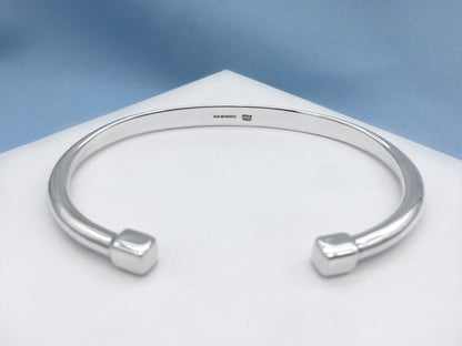 Sterling Silver Surfer Cuff Bangle Square Ends