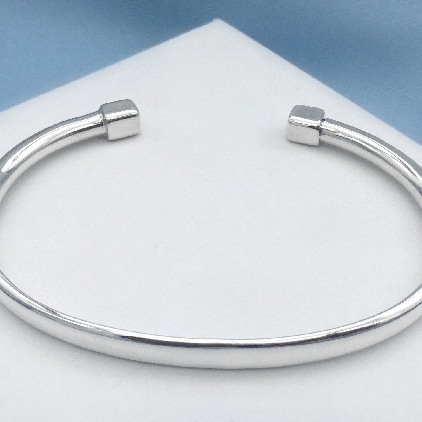 Sterling Silver Surfer Cuff Bangle Square Ends