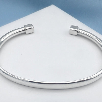 Sterling Silver Surfer Cuff Bangle Square Ends