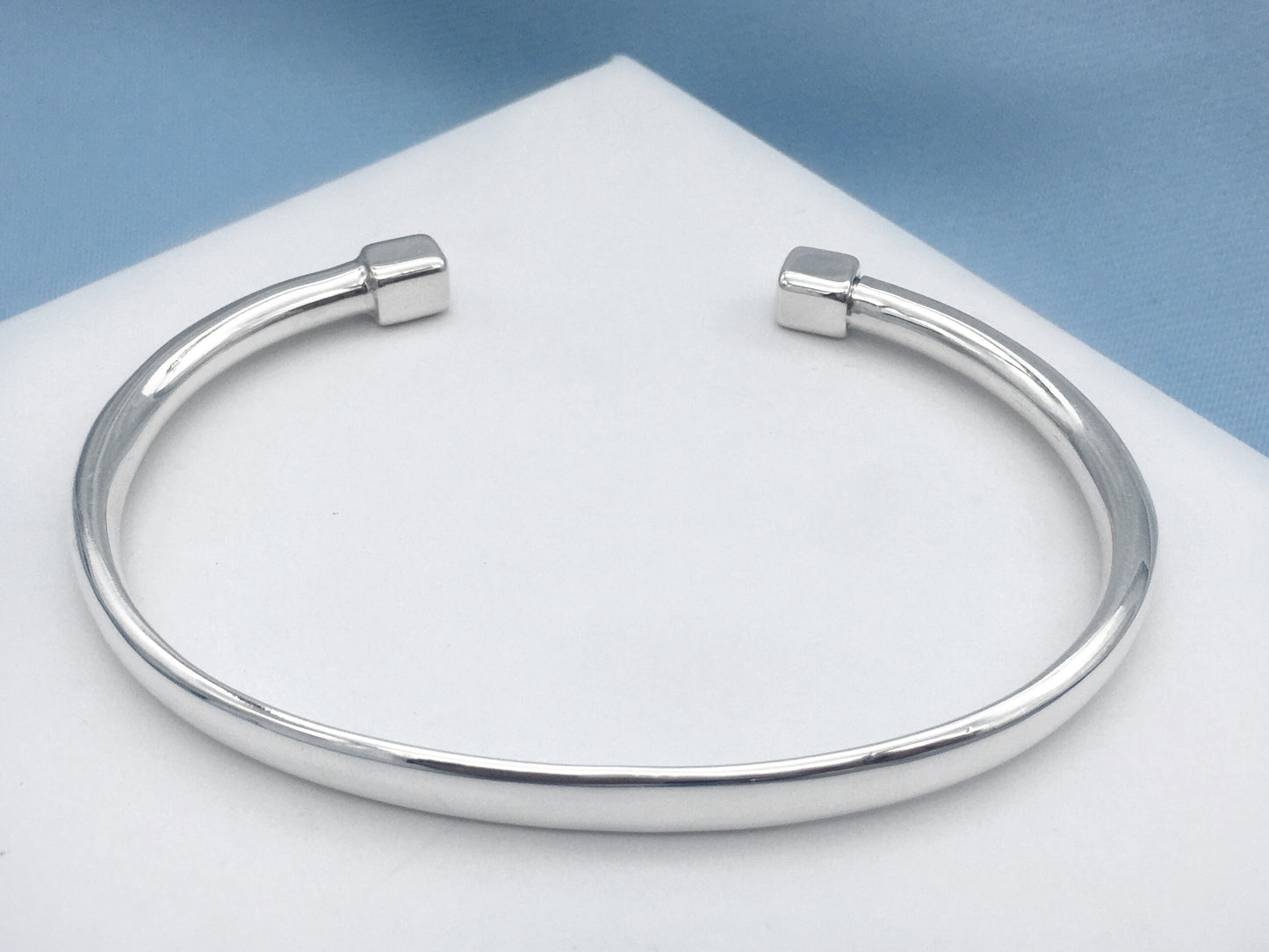 Sterling Silver Surfer Cuff Bangle Square Ends Large Wrist
