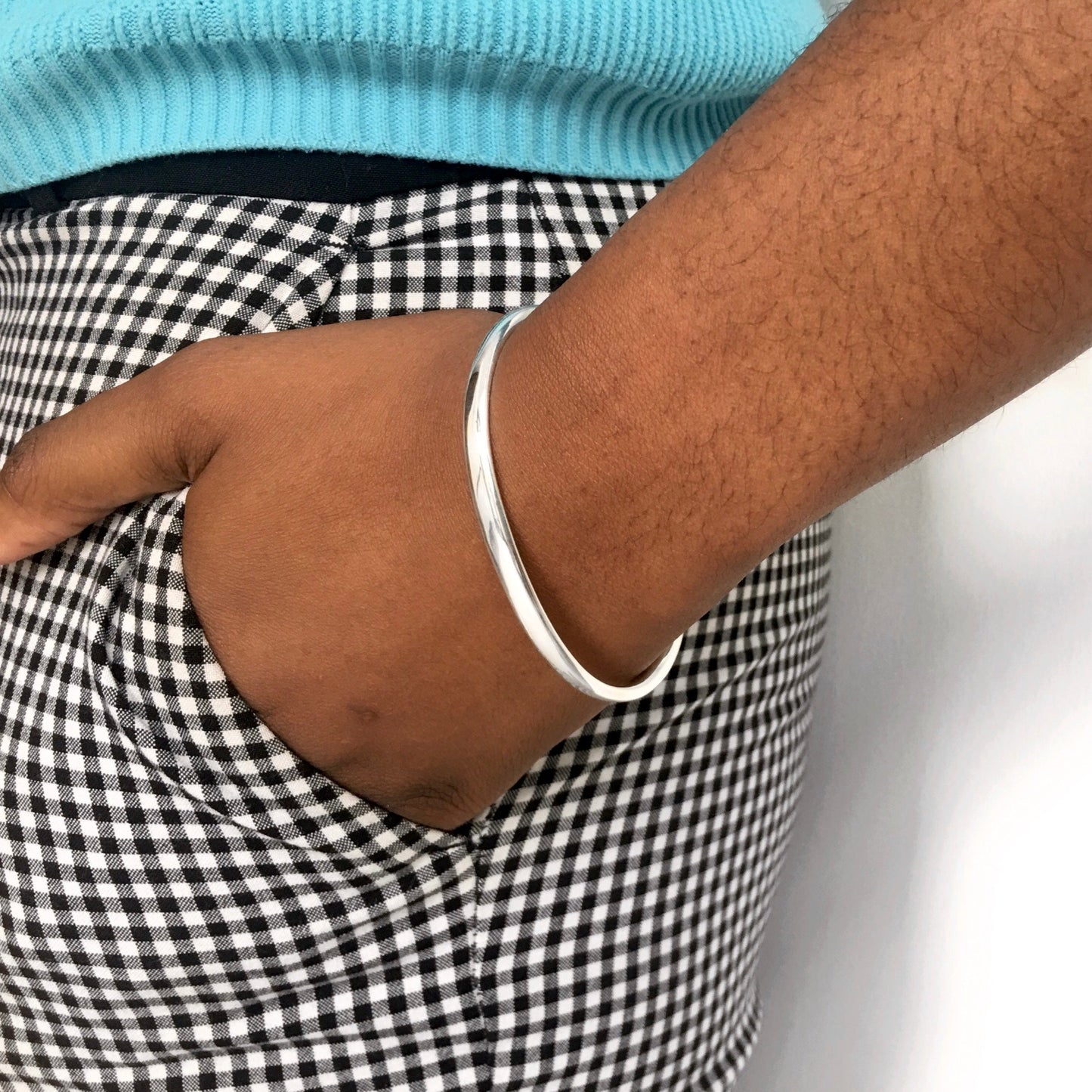 Sterling Silver Surfer Cuff Bangle Square Ends
