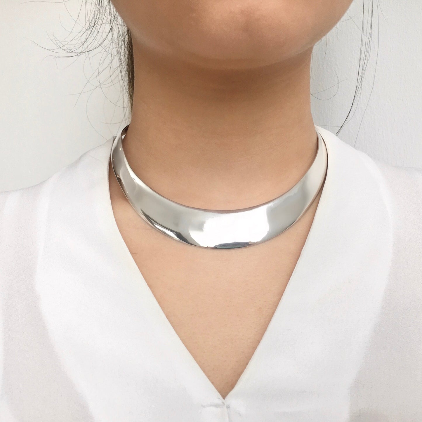 Silver Choker Collar Necklace - 16mm