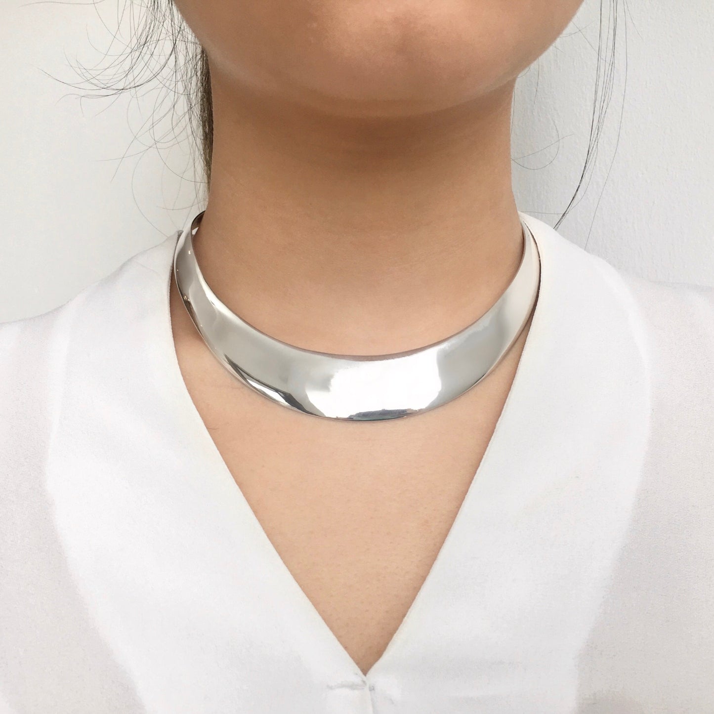 Sterling Silver Choker Necklace for Women - 20mm