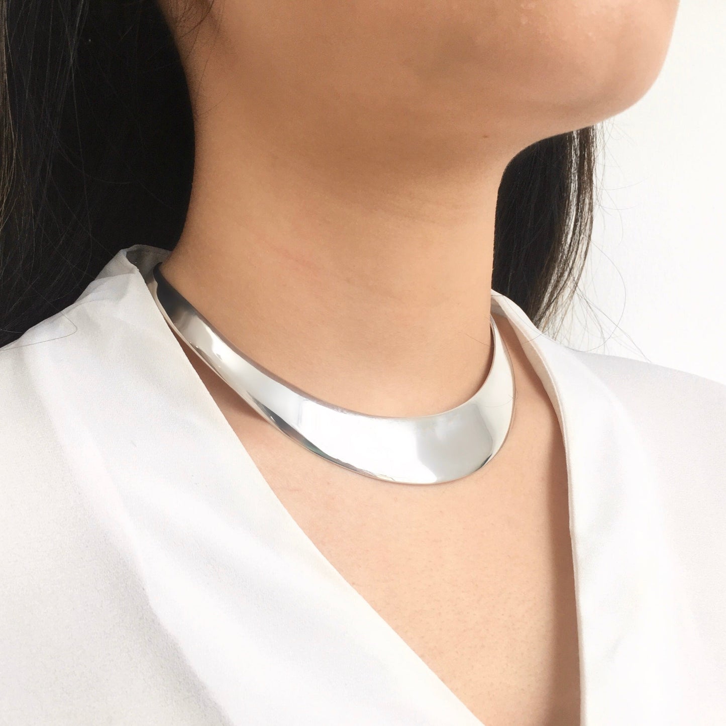 Sterling Silver Choker Necklace for Women - 20mm