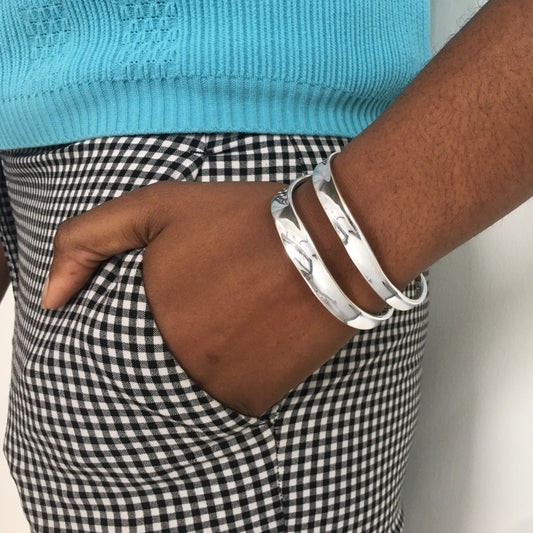 Thick Double Stripe Cuff Bracelet Bangle