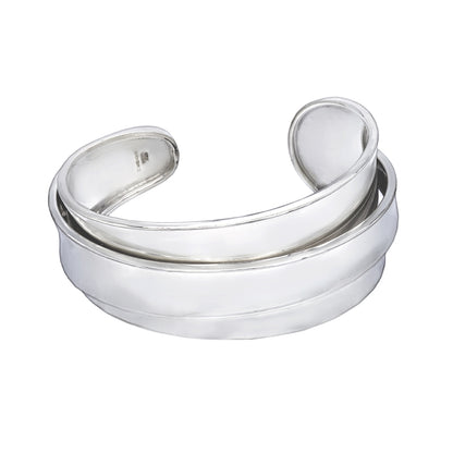 Triple Stripe Silver Cuff Bracelet - Mon Bijoux