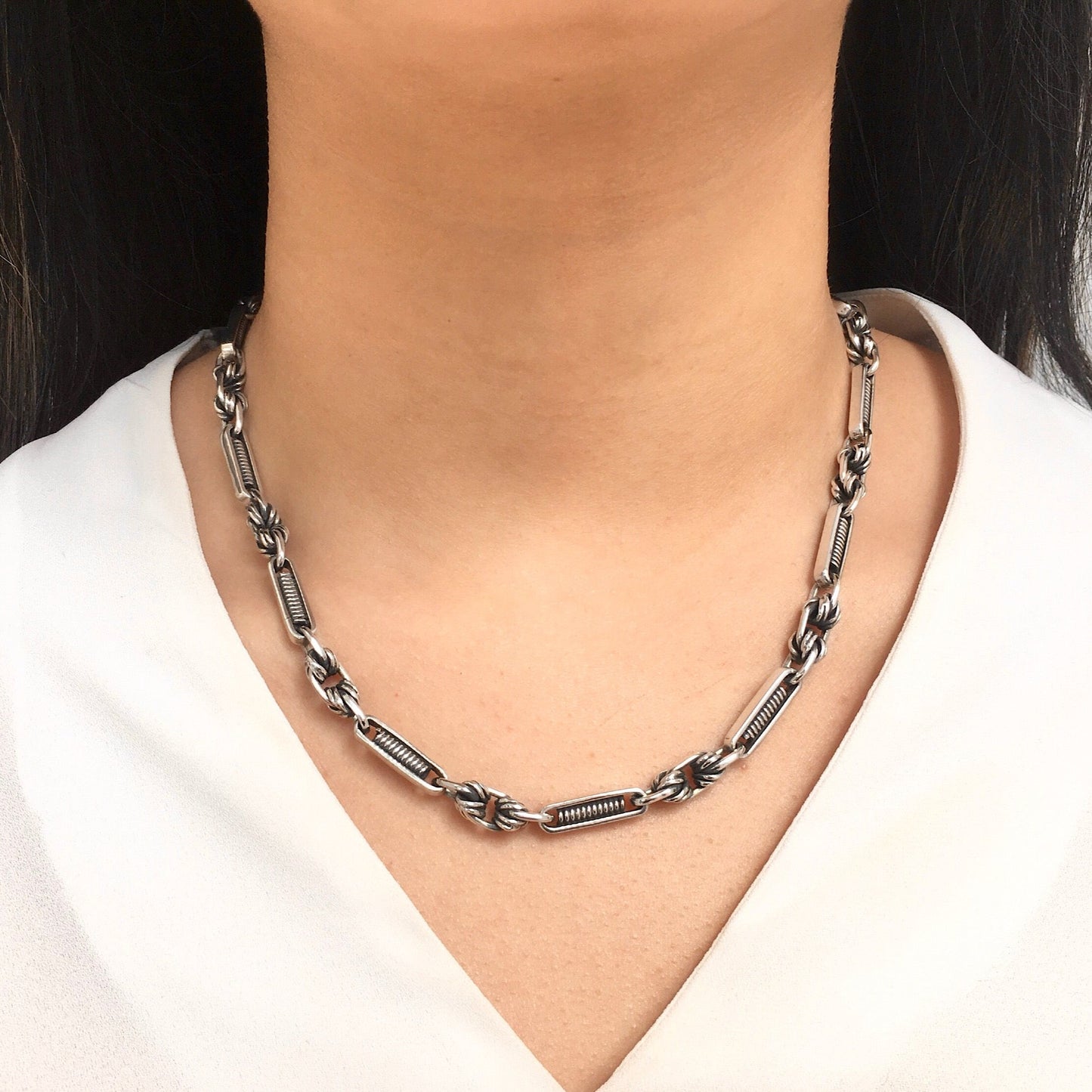 Washboard Sterling Silver Chain Necklace