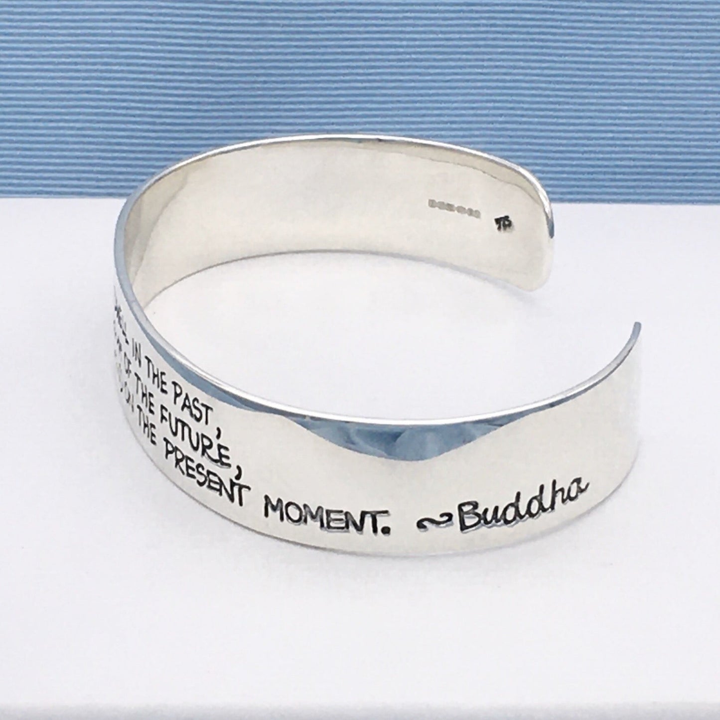 Buddha quote 925 silver cuff bangle