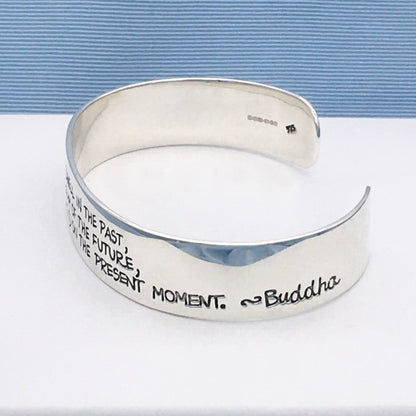 Buddha quote 925 silver cuff bangle