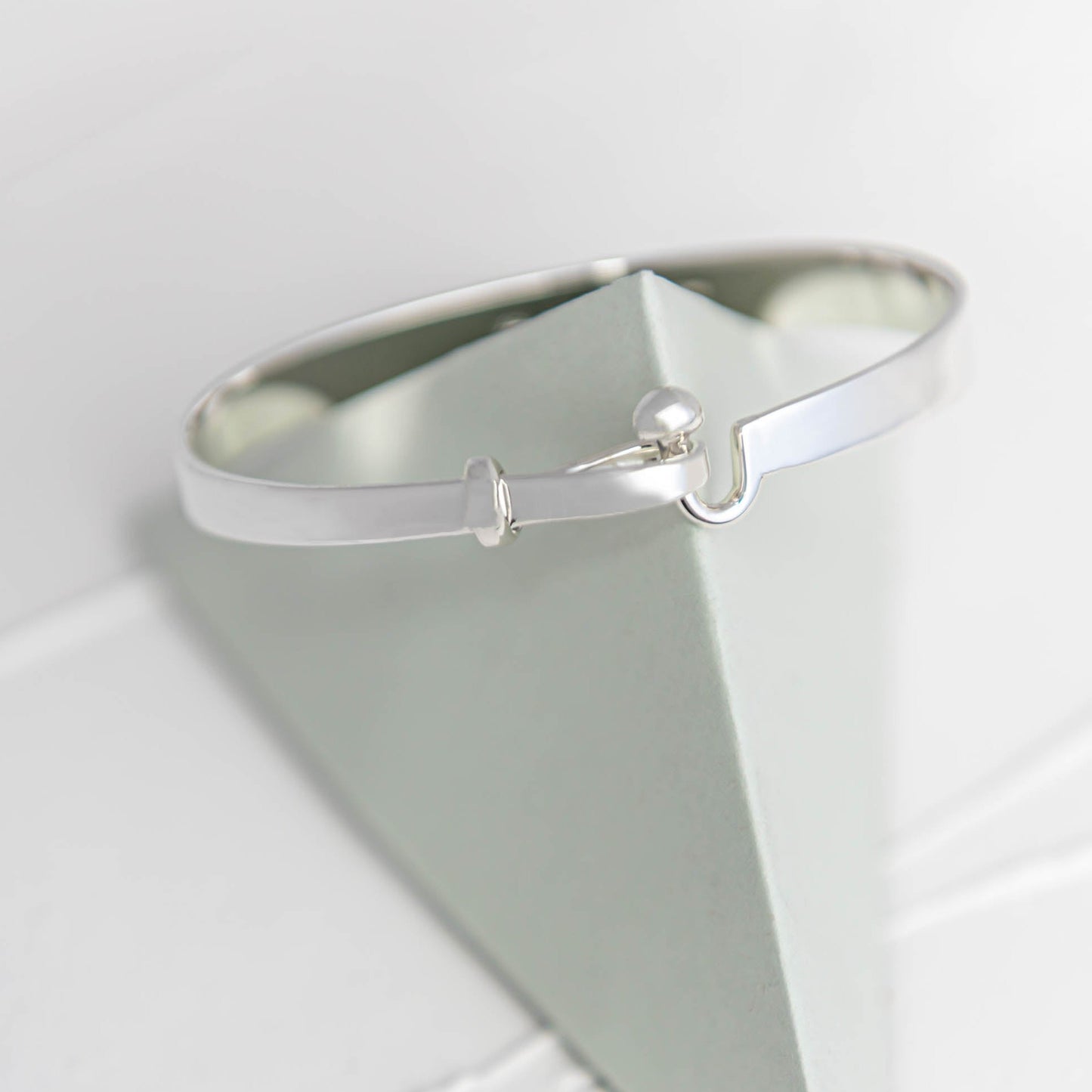 Mini C Hook with Ball Silver Bangle for Tiny Wrist
