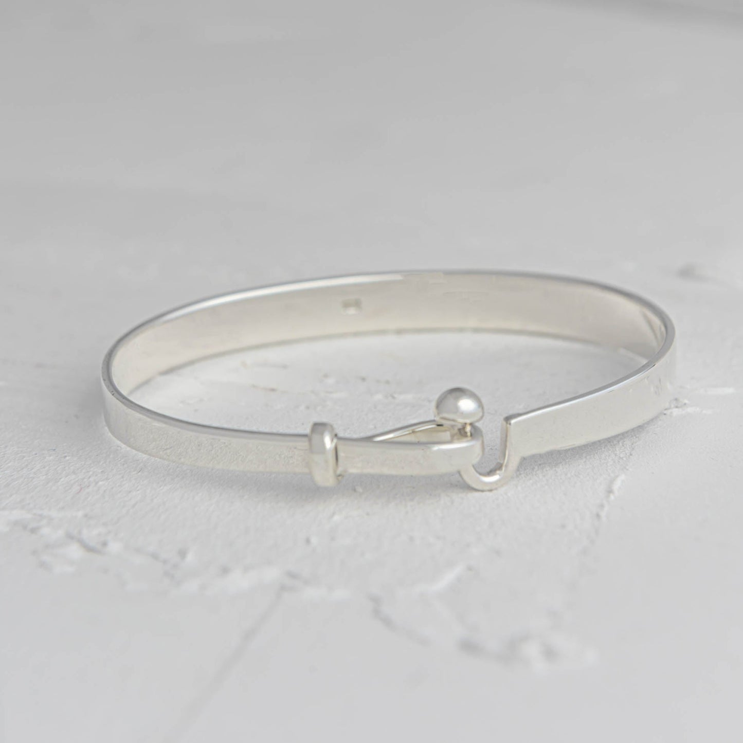 C Hook with Ball Silver Bangle Bracelet for Small Wrist