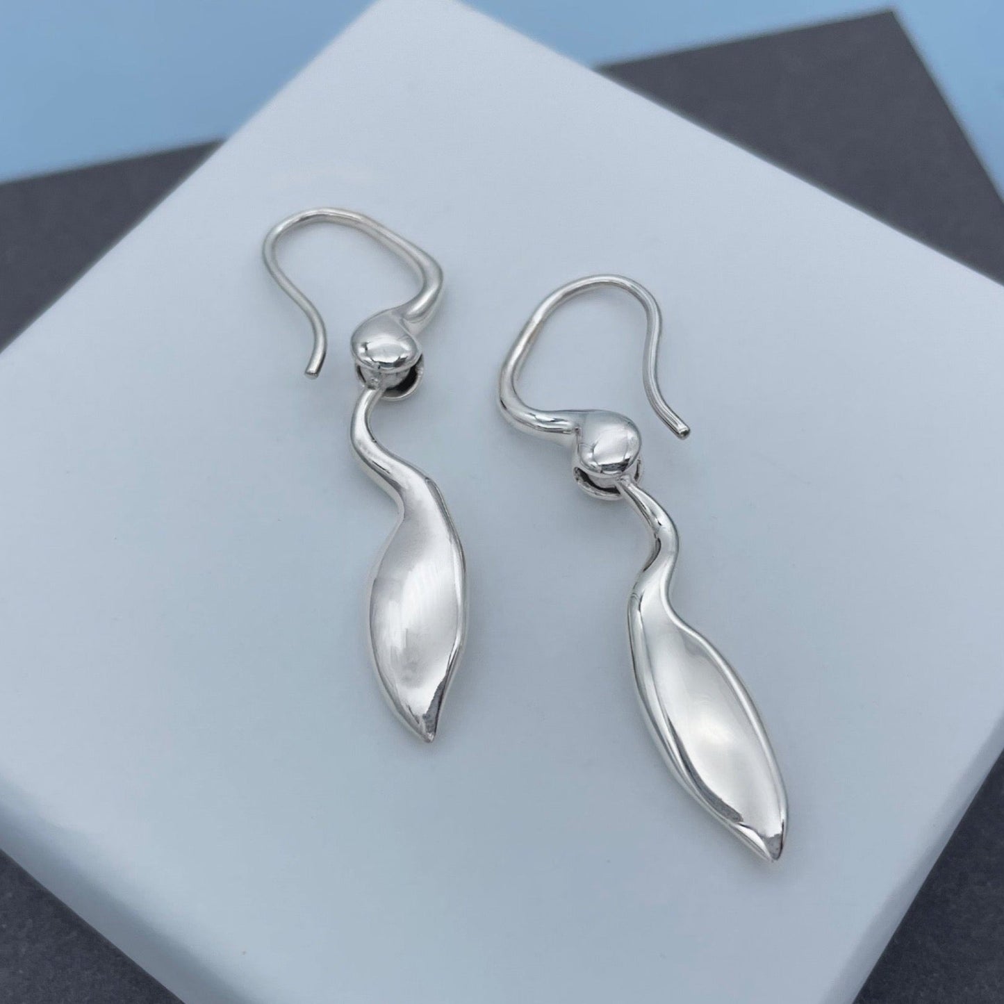 Dolphin Inspired Sterling Silver Drop Earring