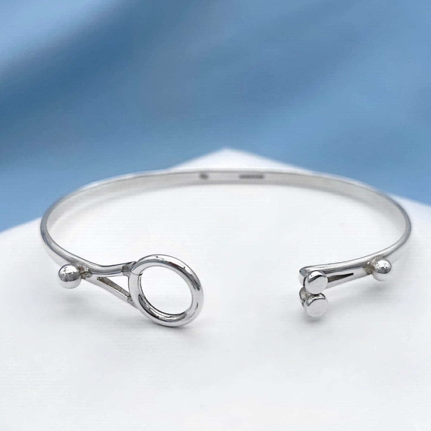 Eyes Sterling Silver Bangle for Small Wrist