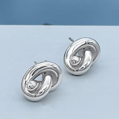 Fat Knot Sterling Silver Stud Earrings