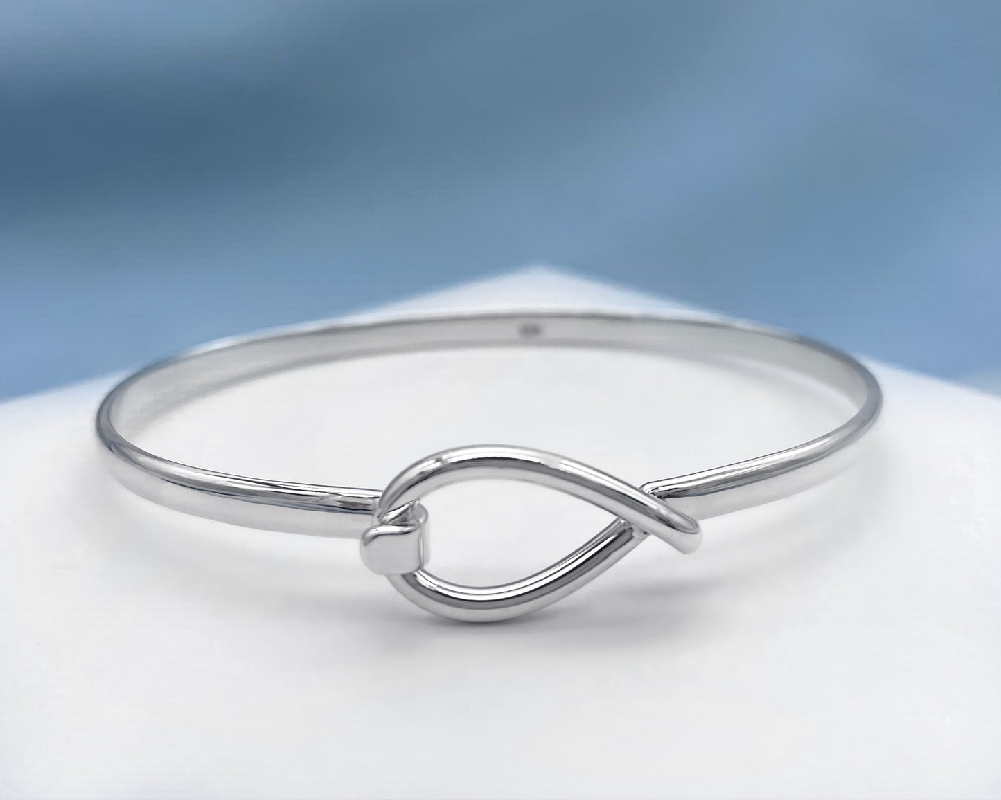 Fish Clasp Opening Silver Bangle Larger Wrist
