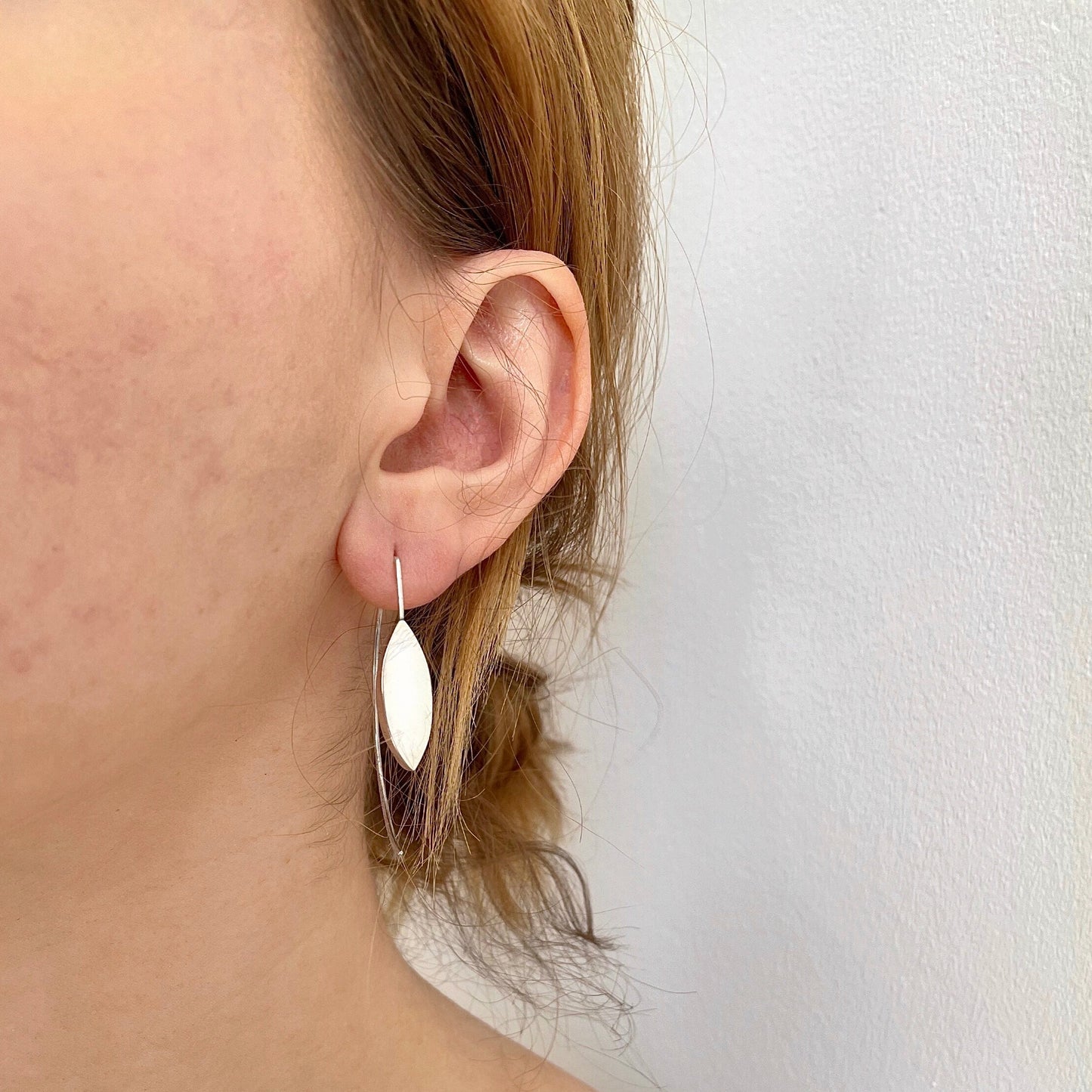 Half Moon Sterling Silver Thread Earrings