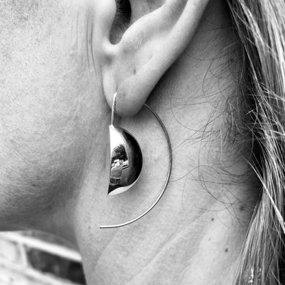Half Moon Sterling Silver Thread Earrings