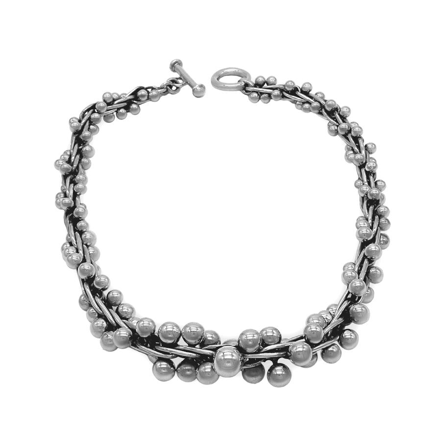 Large Grapes Silver Necklace Bracelet Set - Mon Bijoux