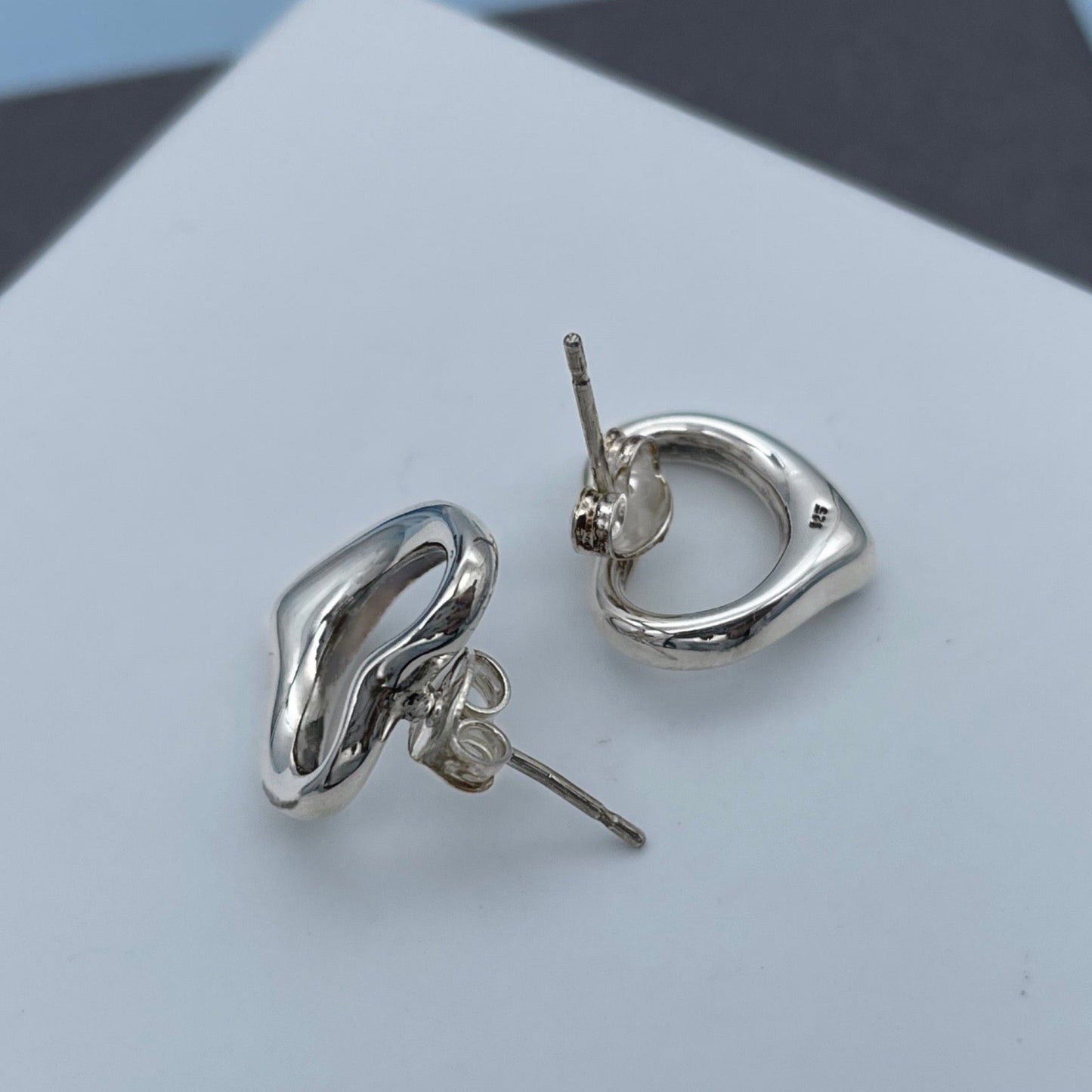 Hollow Heart Sterling Silver Stud Earrings
