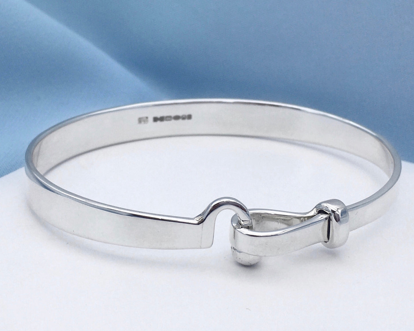 Hook and Ball Unisex Silver Bangle Large Wrist