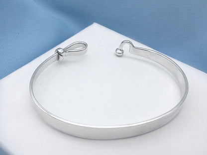 Hook and Ball Unisex Silver Bangle Large Wrist