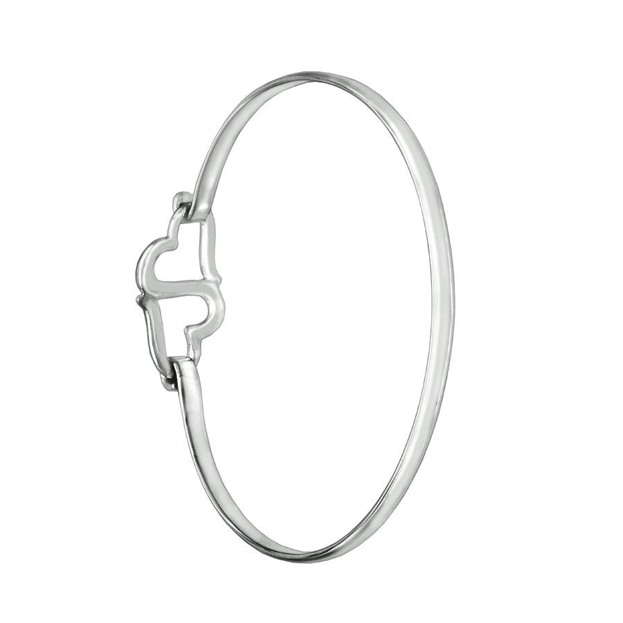Siamese Hearts Sterling Silver Clasp Bracelet Bangle - Mon Bijoux - Mon Bijoux