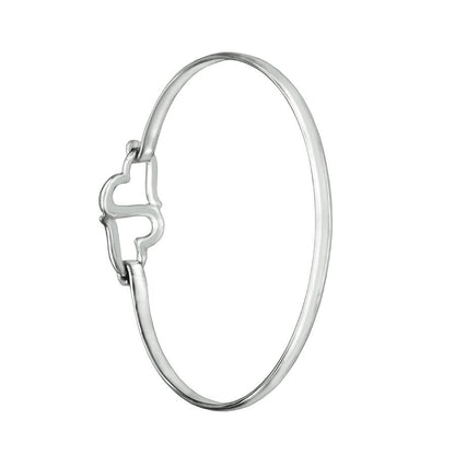 Siamese Hearts Sterling Silver Clasp Bracelet Bangle - Mon Bijoux - Mon Bijoux