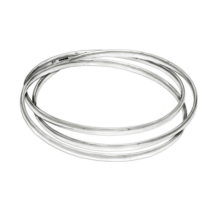 Traditional Russian Circles Silver Bangle Bracelet - Mon Bijoux