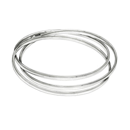 Traditional Russian Circles Silver Bangle Bracelet - Mon Bijoux