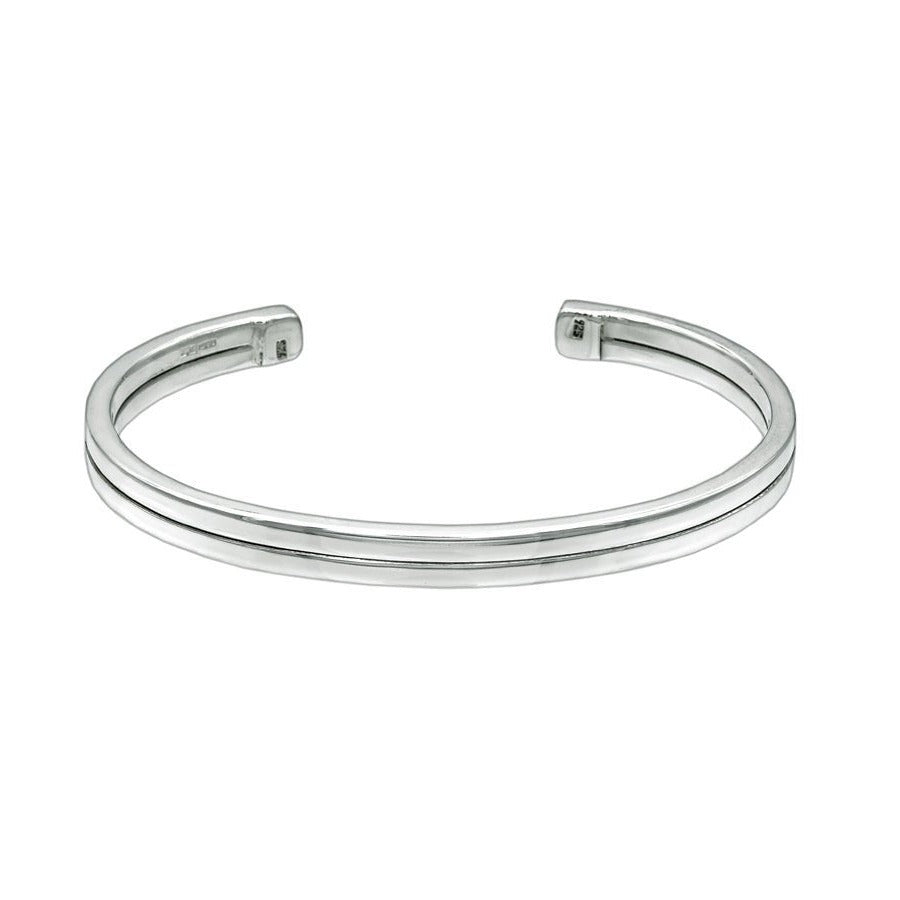 Side by Side - Large Wrist Size Cuff Style Sterling Silver Bangle - Mon Bijoux - Mon Bijoux