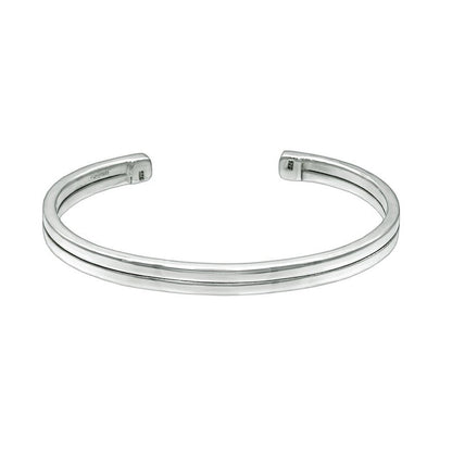 Side by Side - Large Wrist Size Cuff Style Sterling Silver Bangle - Mon Bijoux - Mon Bijoux