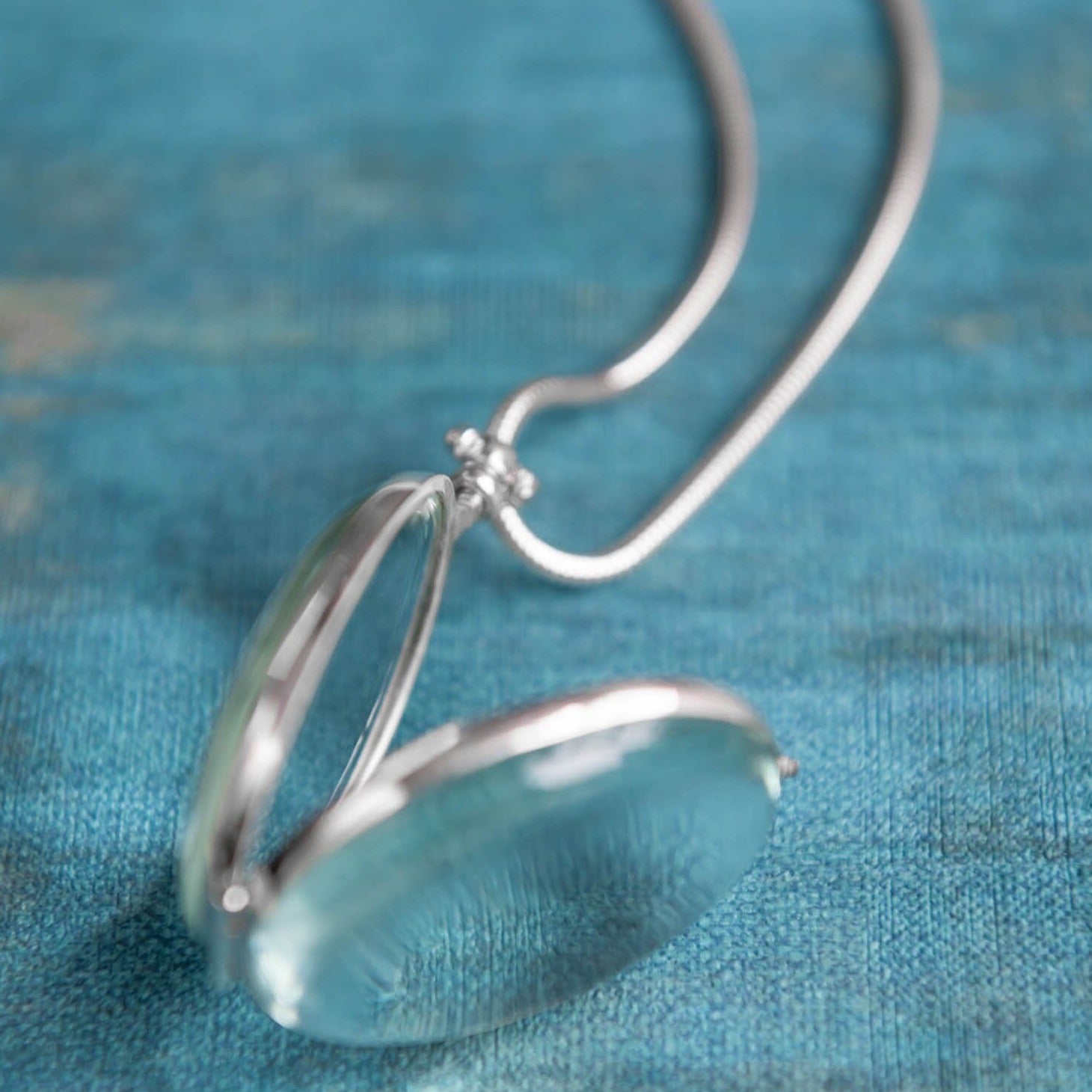 Oval Locket Pendant, Deep Oval Locket for Birthstones and Gems, Fillable Shaker Locket, Crystal Sterling Silver Locket,Engraved Photo Locket