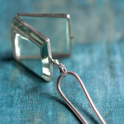 Silver Glass Photo Locket Square - Mon Bijoux