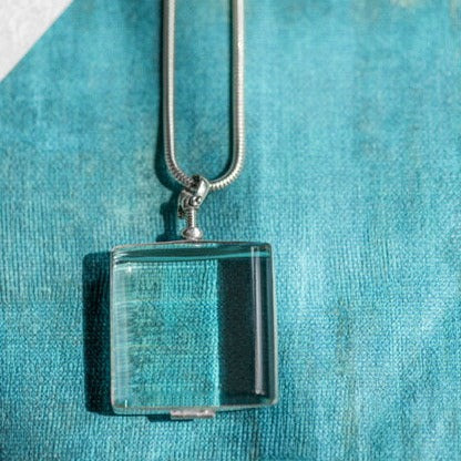 Silver Glass Photo Locket Square - Mon Bijoux