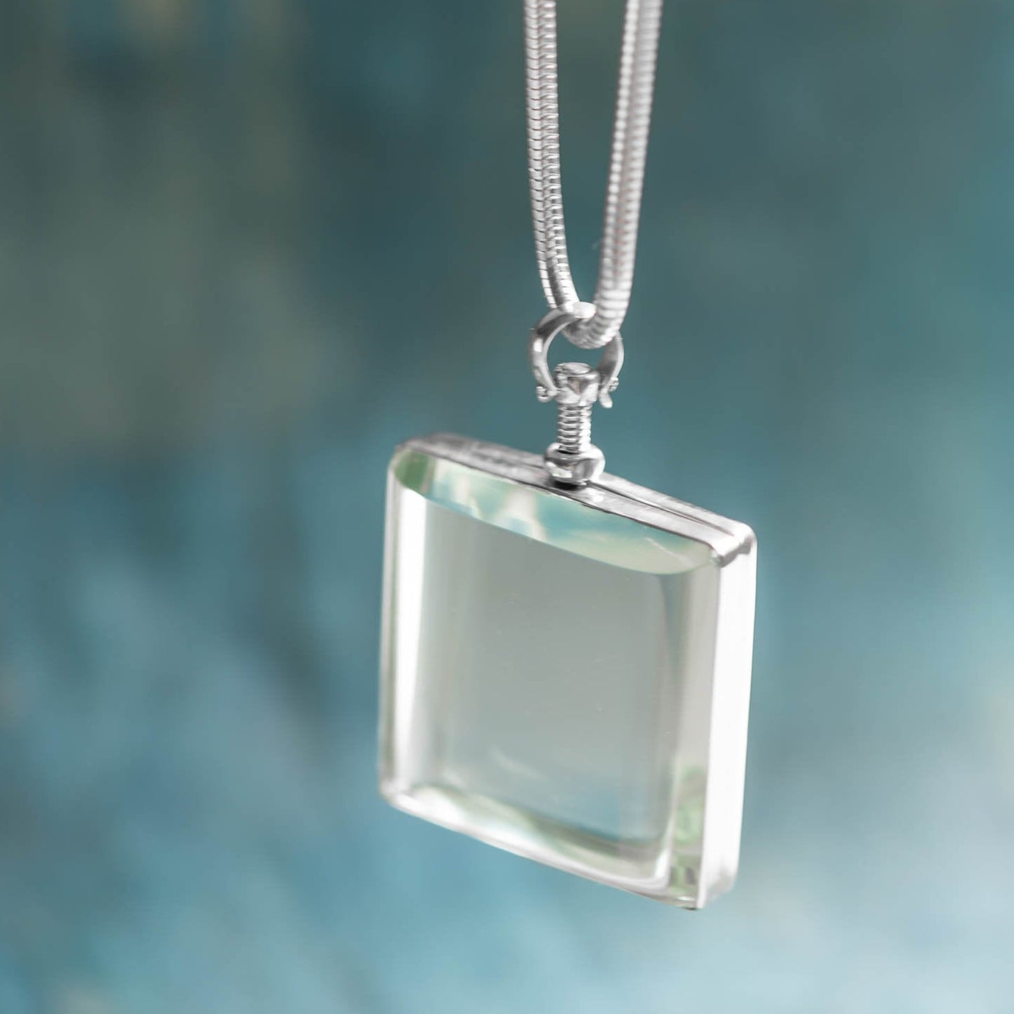 Silver Glass Photo Locket Square - Mon Bijoux