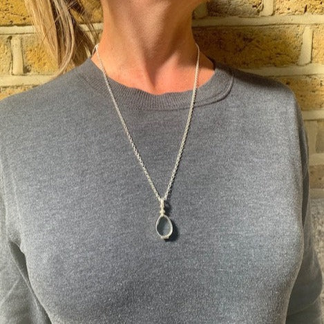 Christmas Jewelry Ideas, Teardrop Silver Lockets for Hair, Glass Locket for Photo Locket, Sterling Silver Locket, Silver Locket Pendant
