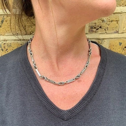 Washboard Sterling Silver Chain Necklace - Mon Bijoux