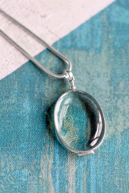 Oval Locket Pendant, Deep Oval Locket for Birthstones and Gems, Fillable Shaker Locket, Crystal Sterling Silver Locket,Engraved Photo Locket
