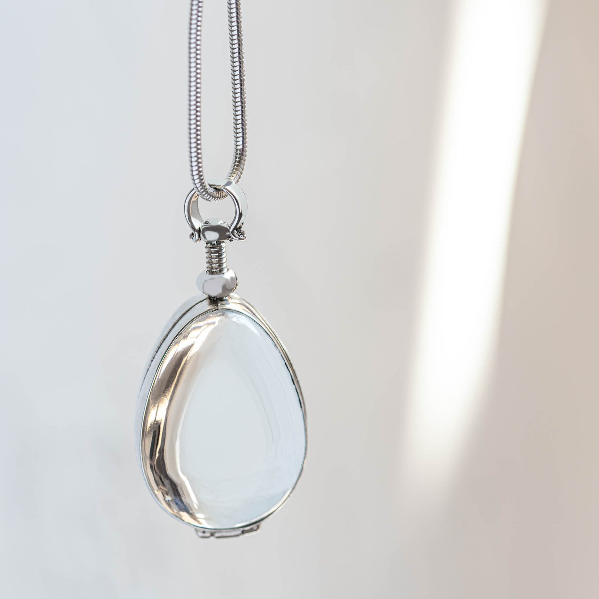 Christmas Jewelry Ideas, Teardrop Silver Lockets for Hair, Glass Locket for Photo Locket, Sterling Silver Locket, Silver Locket Pendant