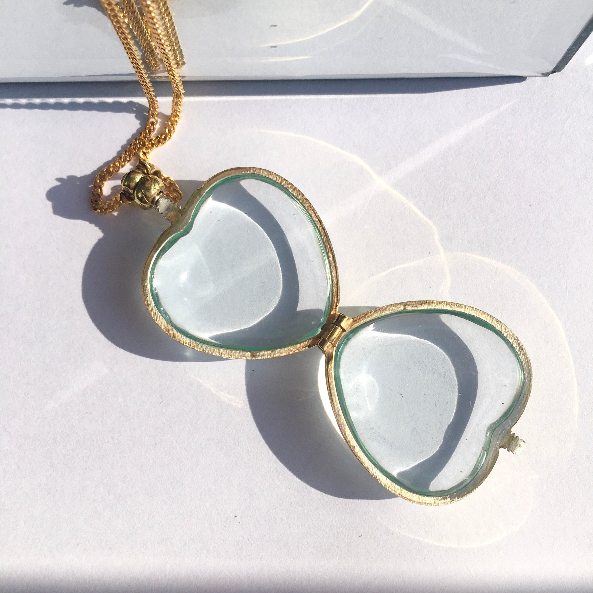 Heart Shaped Gold Locket for Hair, Glass Locket for Photo Locket, Gold Plated Locket, Statement Locket, Heart Locket Pendant for Necklace