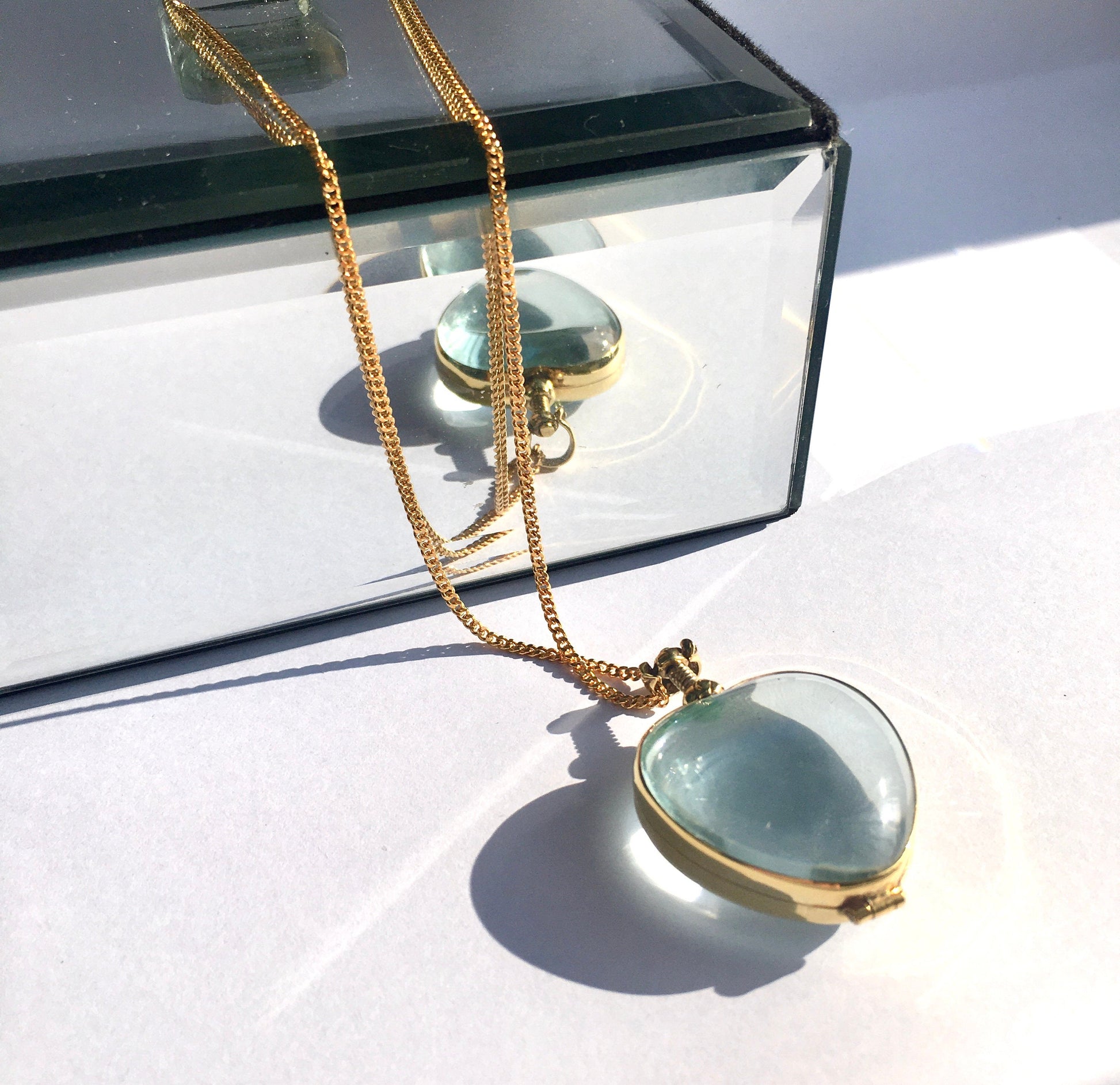 Heart Shaped Gold Locket for Hair, Glass Locket for Photo Locket, Gold Plated Locket, Statement Locket, Heart Locket Pendant for Necklace