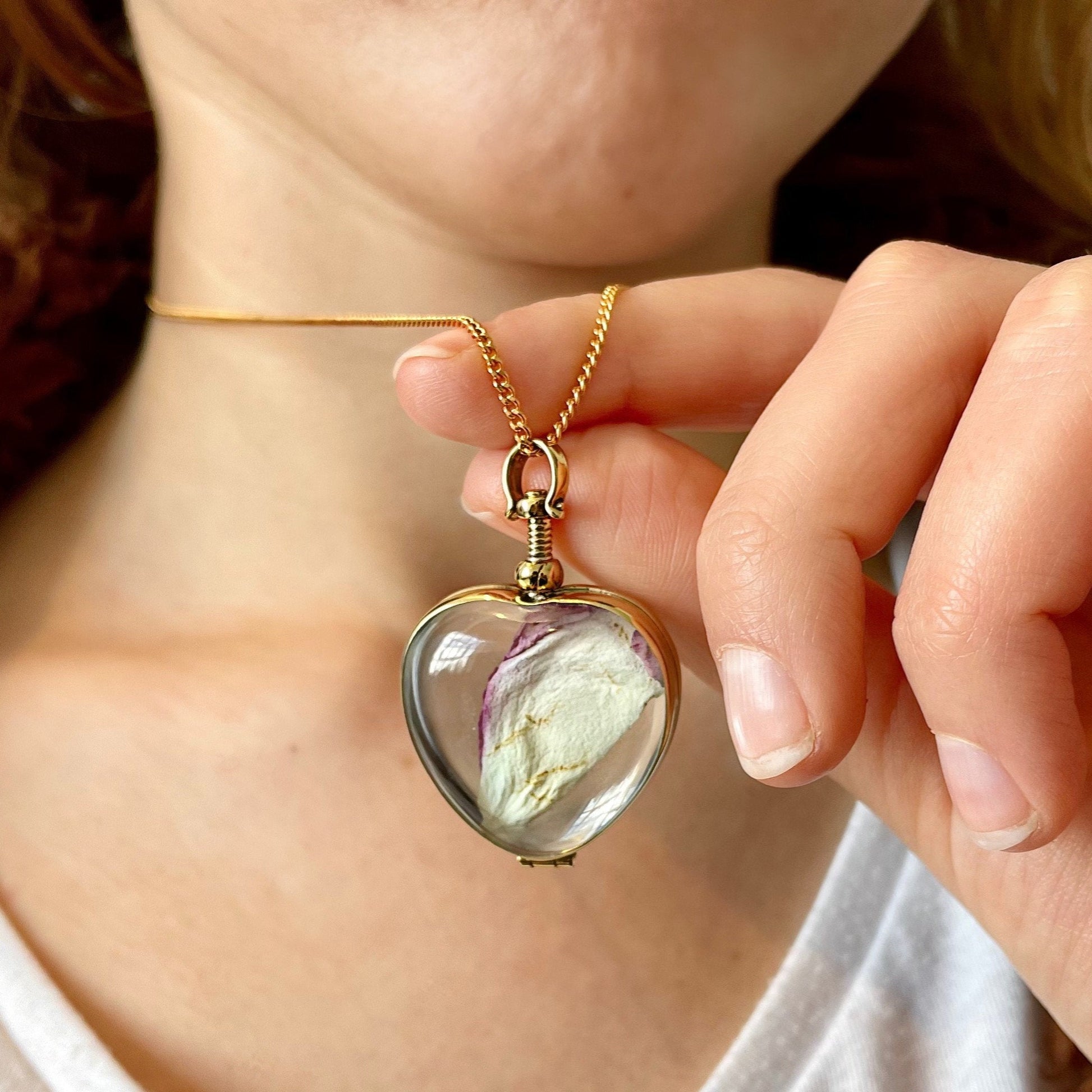 Heart Shaped Gold Locket for Hair, Glass Locket for Photo Locket, Gold Plated Locket, Statement Locket, Heart Locket Pendant for Necklace