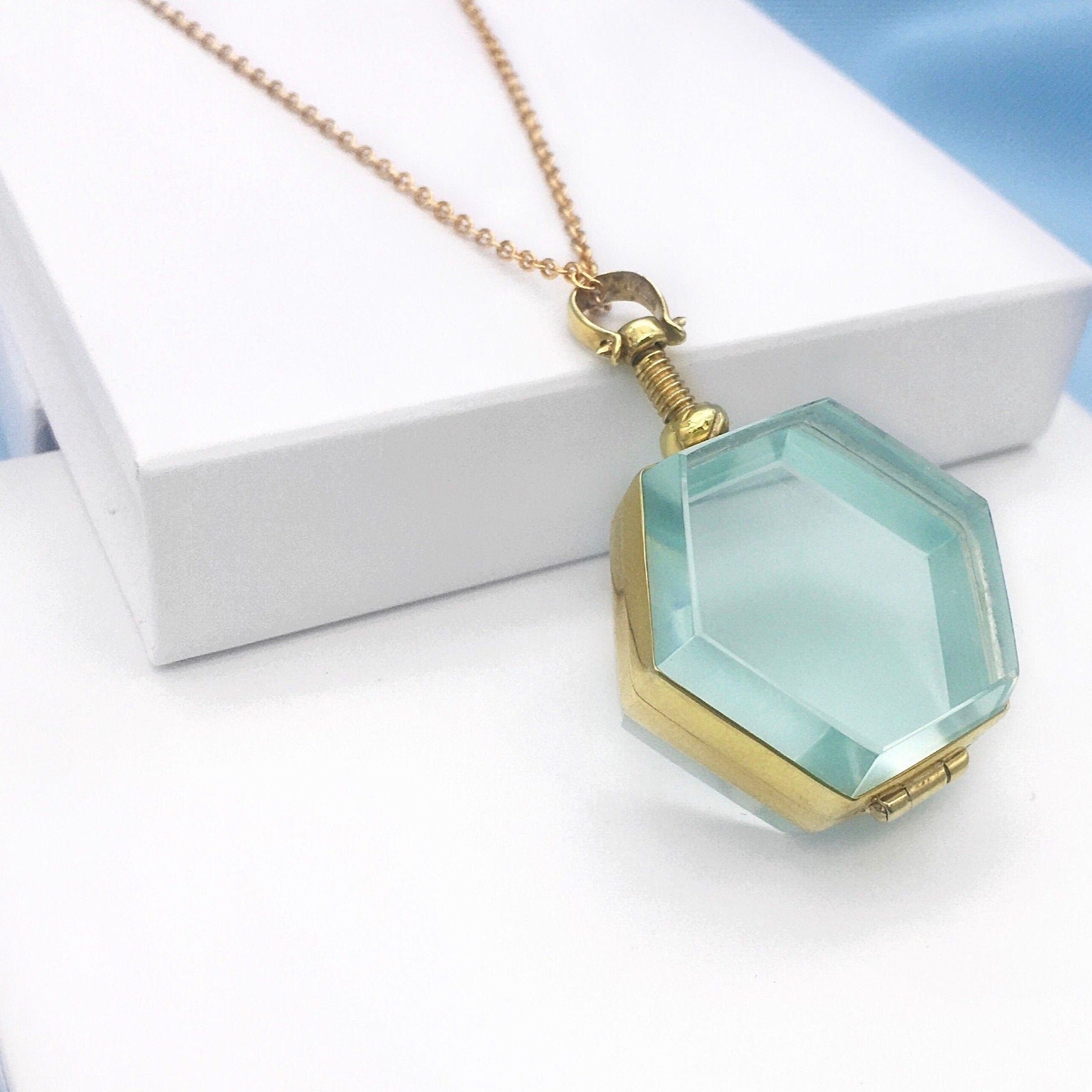 Deep Small Locket Shapes - Fillable Floating Locket -Personalized Small Gold Plated Deep Fillable Locket for Birthstones / Pills / Gemstones