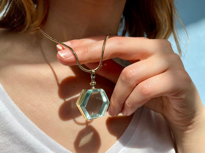 Deep Large Locket Shapes - Personalized Deep Locket-Personalized Gold Plated Fillable Deep Locket for Gems / stones-Large Gold Photo Locket