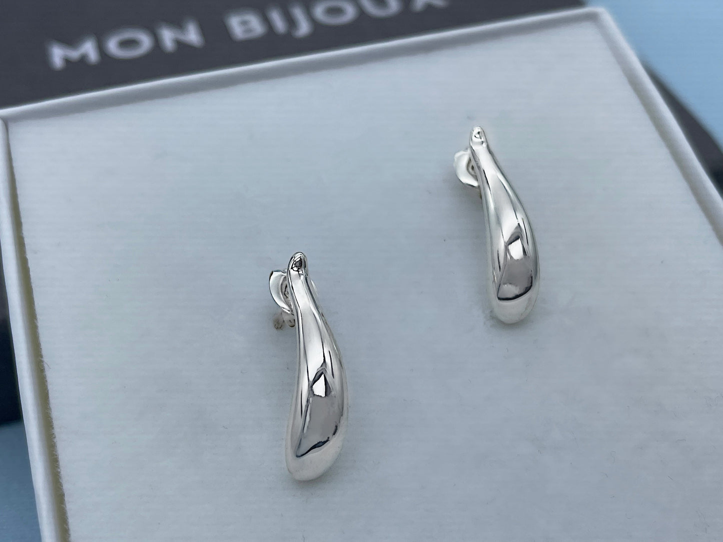 Minimalist Sterling Silver Teardrop Earrings, Sterling Silver Stud Earrings, Modern silver studs, Dew Drops Studs, 925 Solid Silver Stud
