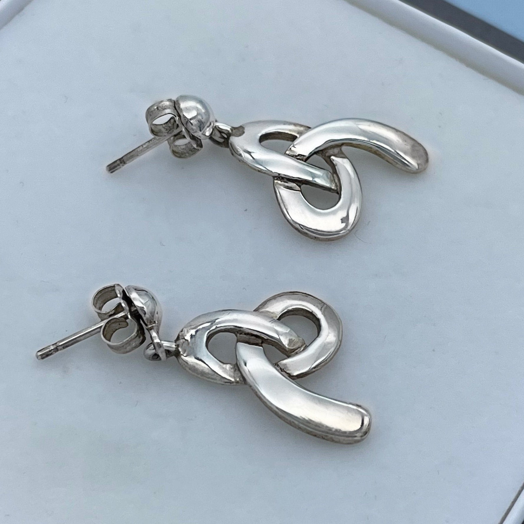 Wavy Swirly Inspired Solid Sterling Silver Earrings, Celtic Design Drop Earrings, Solid Silver Dangle Earrings, Gift for Her, Gift for Mum,