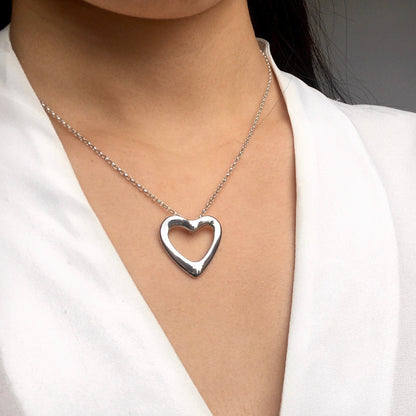 Personalized Heart Pendant or Necklace, Silver Open Heart Pendant for Chain, Mothers Day Gift Idea, Silver Pendant Necklace  Girlfriend