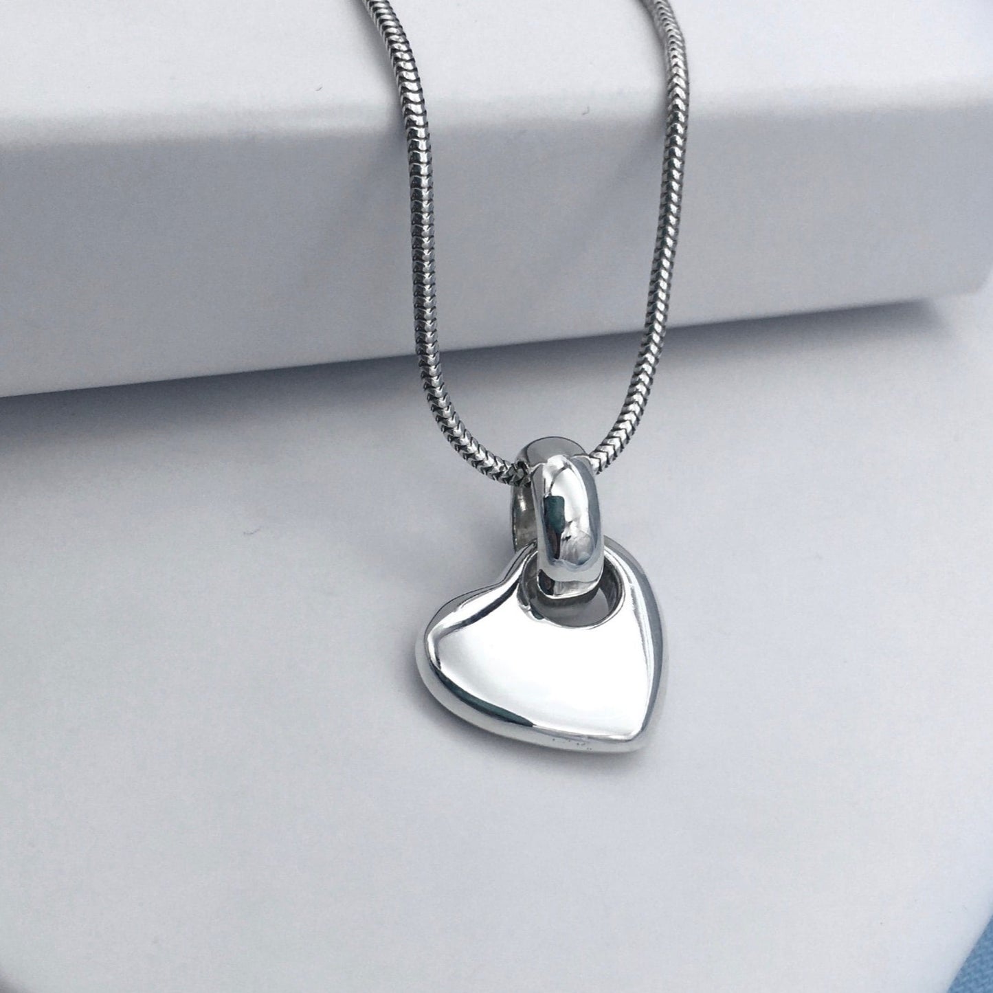 Love Heart Pendant with Engraving Love Heart Charm Personalized Initial Heart Pendant for Necklace Sterling Silver Solid Heart Charm Pendant