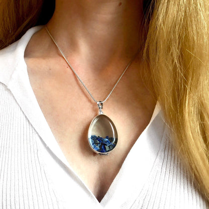 September Birthstone Necklace Glass Gems Personalized Birthstone Locket Jewelry Lapis Lazuli Locket Necklace Jewery Birthstone Personalised